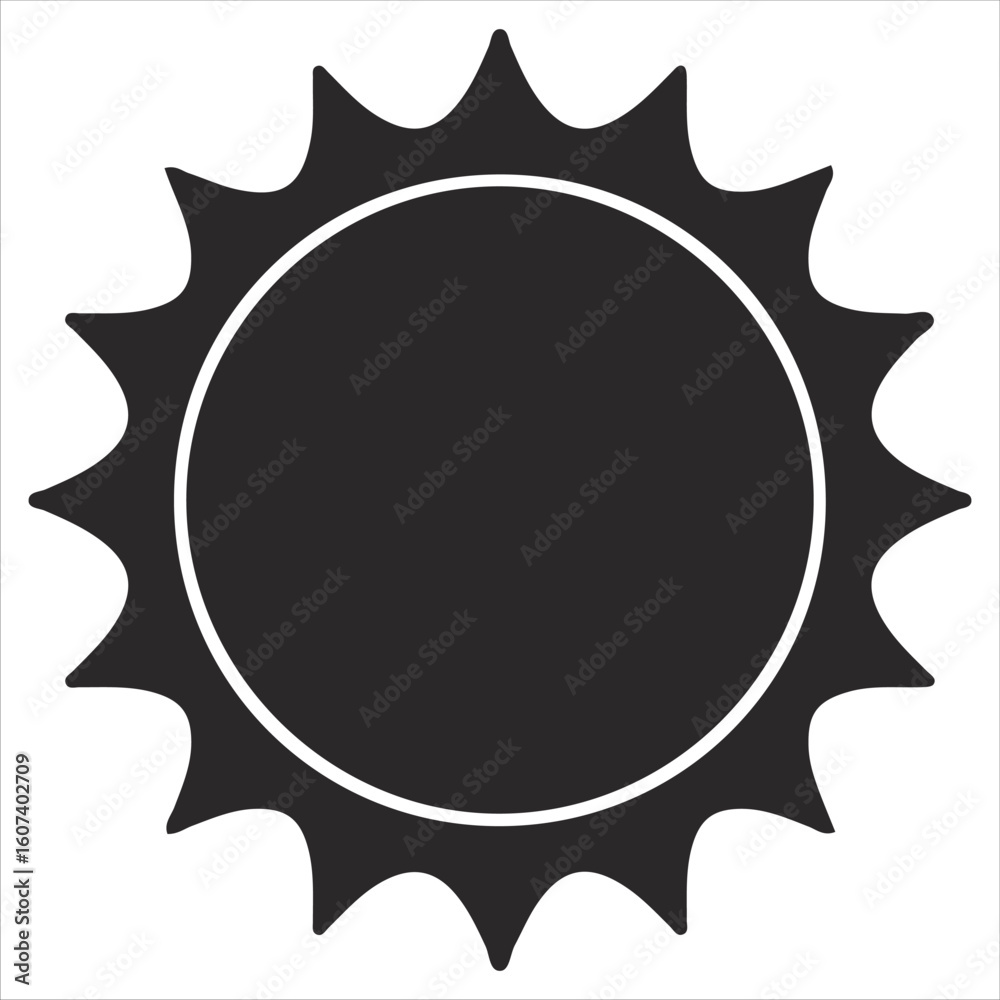 Fototapeta premium Sun Sillouette Vector Isloated On White Background