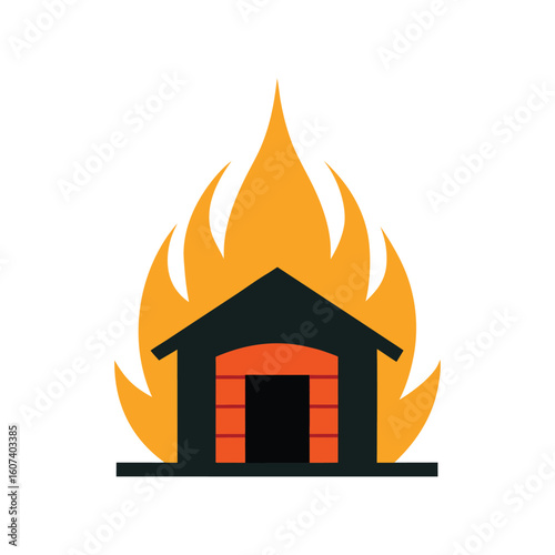 fiery hut vector art