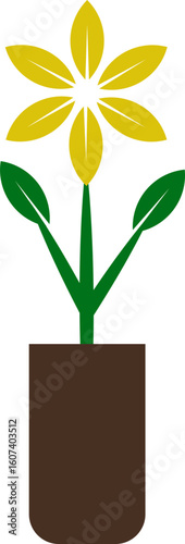 Plant and Flower Pot Icon Vector Botanical Potted Houseplants, Garden, Leaves, Minimal Flat Style, Monochrome Silhouette Graphic Bundle for Nature and Interior Design