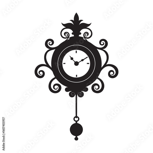Vintage Ornate Wall Clock Silhouette Design