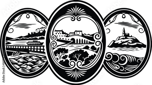 Vintage vector illustration of ancient Greek and Roman Empire art featuring an eagle.