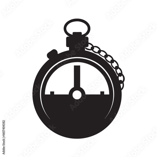 Railroad Pocket Watch Silhouette Vector Illustration