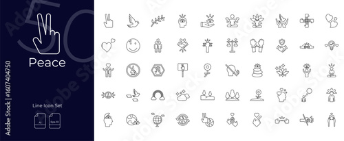 Peace Line Editable Icons set. Vector illustration in modern thin line style of Peace icons: dove, harmony, freedom, etc