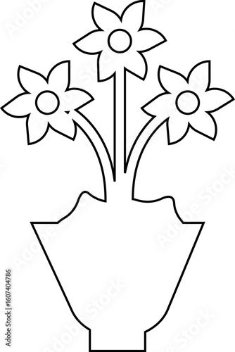 Plant and Flower Pot Icons Vector Botanical Potted Houseplants, Garden, Leaves, Minimal line Style, Monochrome Silhouette Graphic Bundle for Nature and Interior Design