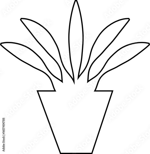 Plant and Flower Pot Icons Vector Botanical Potted Houseplants, Garden, Leaves, Minimal line Style, Monochrome Silhouette Graphic Bundle for Nature and Interior Design
