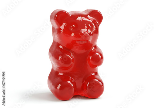Shiny red gummy bear candy sweet