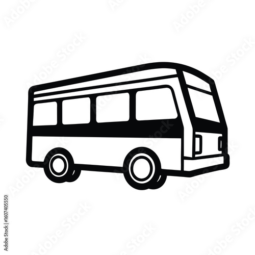 Simple Black and White Bus Illustration for Transportation and Travel Concepts