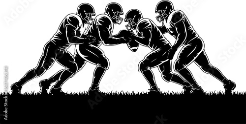 American football, team sport, huddle, Groupe vector Bundle