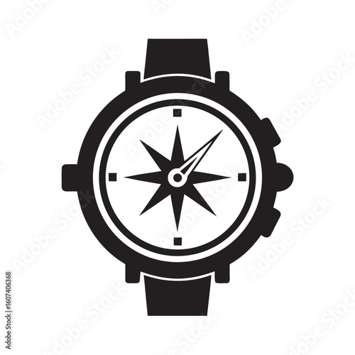 Compass Antique Watch Silhouette Vector Design