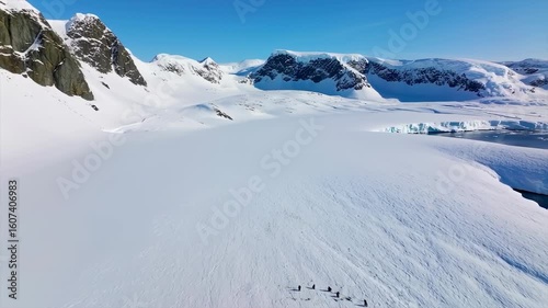 Snowy mountain landscape panorama