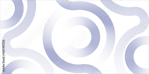 Abstract blue circle lines on white background. Geometric stripe line art design. Modern gradient lines pattern. Futuristic technology concept. Suit for website, banner, presentation, brochure, cover