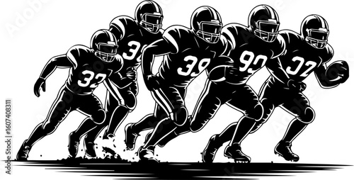 American football, team sport, huddle, Groupe vector Bundle