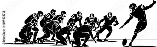 American football, team sport, huddle, Groupe vector Bundle