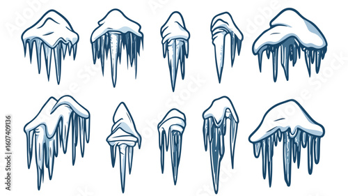 Snow Cap Drift Vector Symbol Icon Design with Icicles for Graphic Projects
