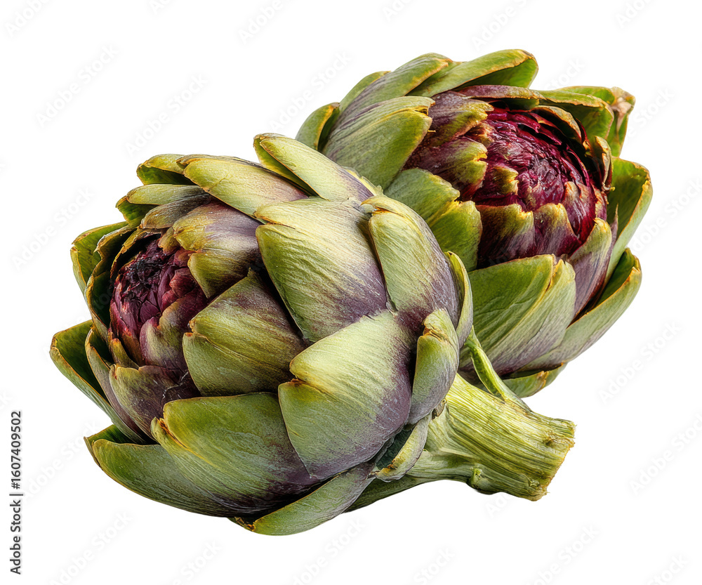 Obraz premium Harvesting fresh artichokes farm field food natural view isolated on transparent background