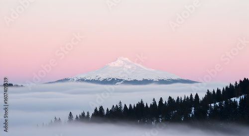 Majestic snowcapped mountain peak serene landscape