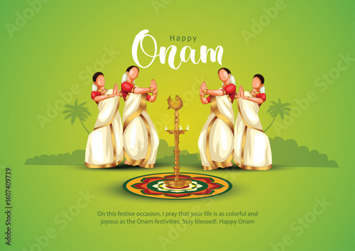 Wallpaper Mural hand drawn new happy Onam celebration greetings. abstract vector illustration design Torontodigital.ca