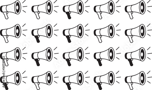 Megaphone announcement sound waves communication