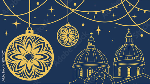 Download christmas church ornaments vector illustration design for holiday season celebration and decoration
