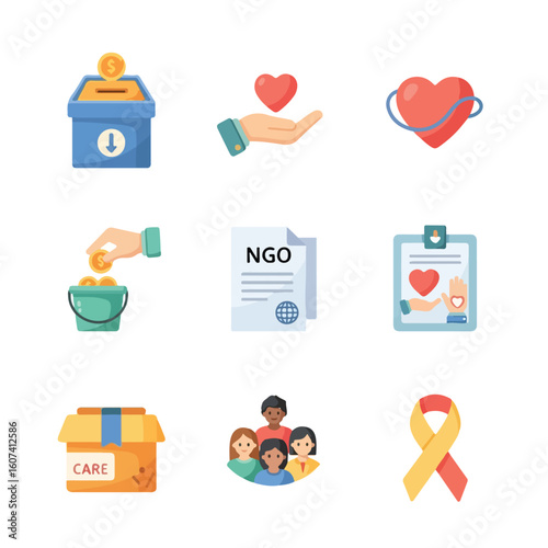 Inspiring icons for charity, volunteering, and community support initiatives