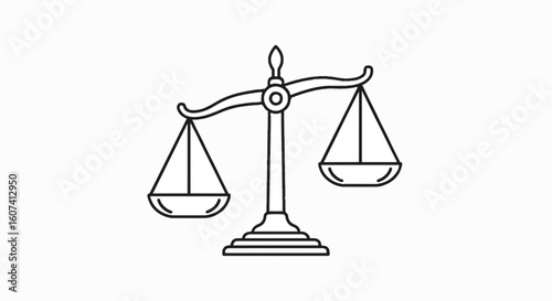 Outline Balance Scale Icon Illustrating Labor Rights, Worker Fairness, Justice, and Equality Issues for Labor Day Assets