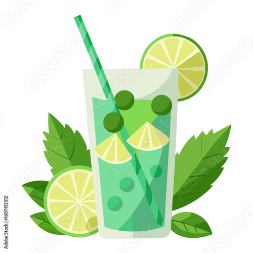 cocktail with lime and mint