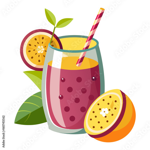 vector illustration of fruit juice and fruits