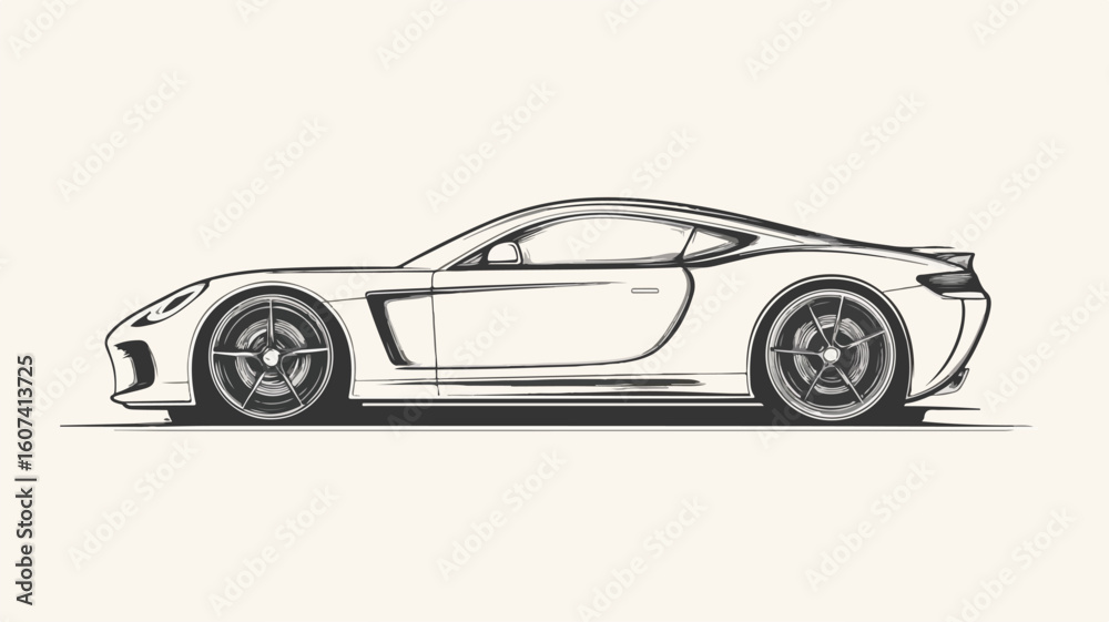 Naklejka premium Sleek Sport Car Vector Illustration with Simple Line Design