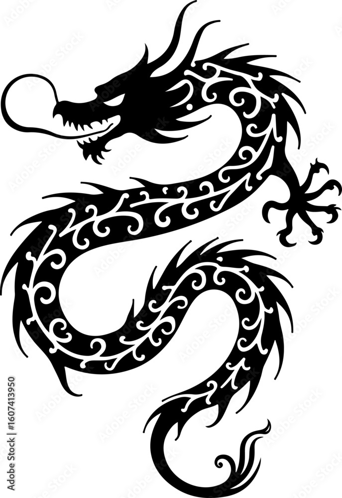 dragon, tribal, tattoo, flowers, vine, leave vector design dragon, tribal, tattoo, flowers, vine, leave vector design