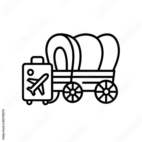 Travel wagon with suitcase and large wheels for adventure journey  