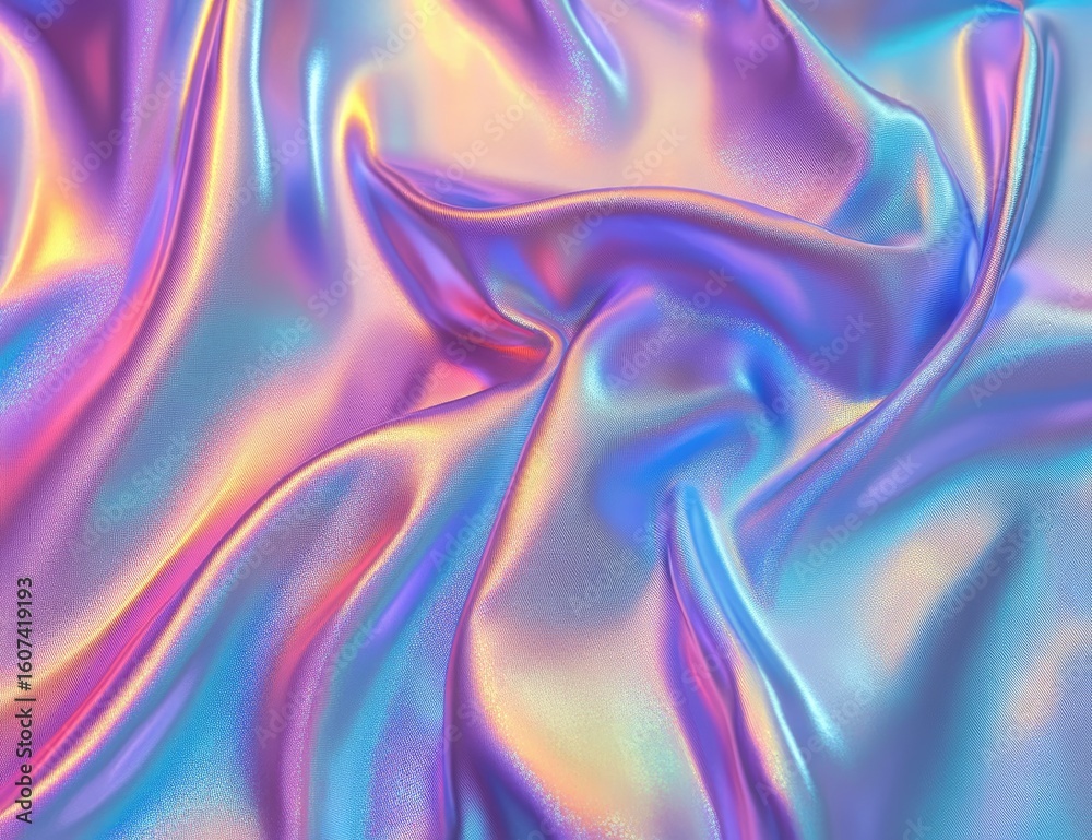 Obraz premium Fluid, iridescent fabric folds in pastel hues