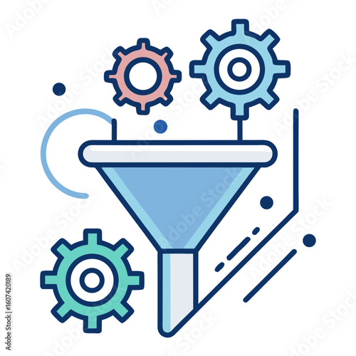 Funnel Filter with Gear – Data Optimization Line Icon