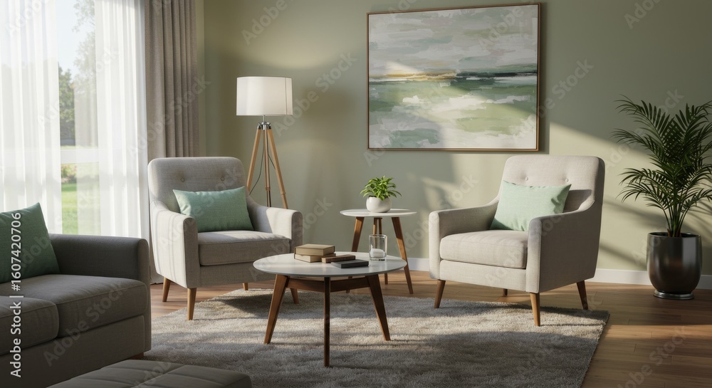 Cozy Counseling Setup with Two Chairs in a Calm Living Room Cozy Counseling Setup with Two Chairs in a Calm Living Room