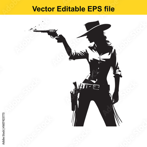 Cowgirl in a Dramatic Showdown at High Noon