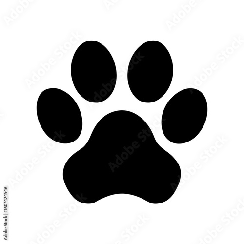 Cat Paw Print Silhouette Vector Icon Simple Clean