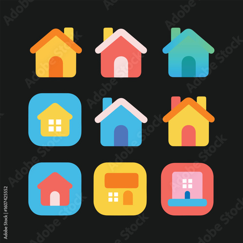 Real estate home and house icon set vector illustration for real estate and web design.