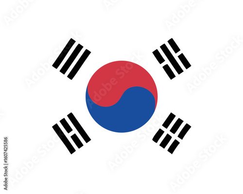 Round South Korea Flag, Glowing South Korea Flag