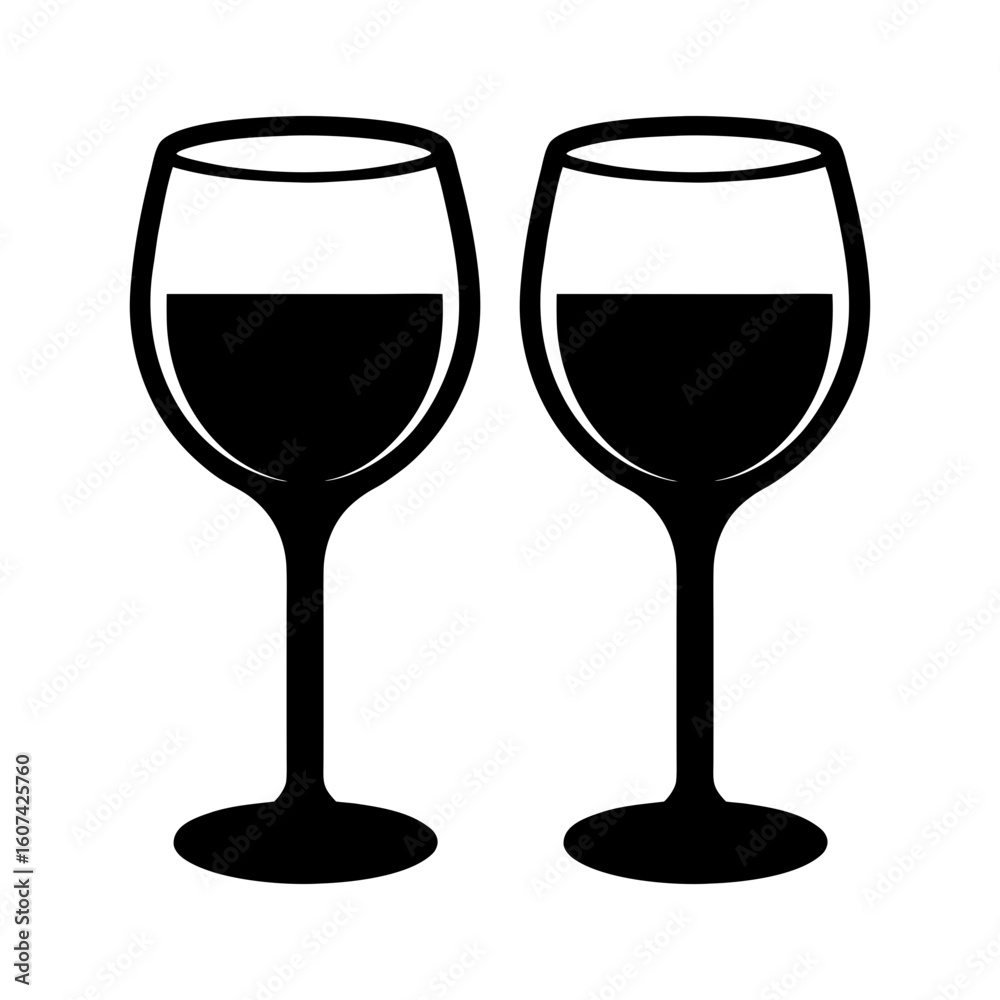 Obraz premium Wine Glass With Stem Icon Vector Flat Clean