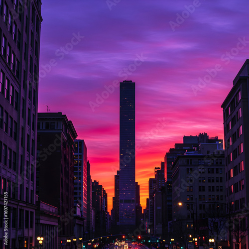 Stunning Cityscape at Sunset Dramatic Skyscraper Silhouette