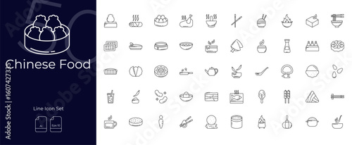 Chinese Food Line Editable Icons set. Vector illustration in modern thin line style of Chinese Food icons: food, rice, chinese, etc