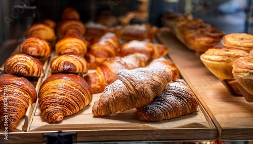 french pastries arranged in a bakery