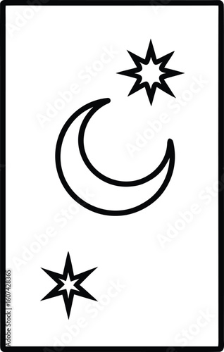 Minimalist Drawing of a Single Tarot Card Mystical Vector Art