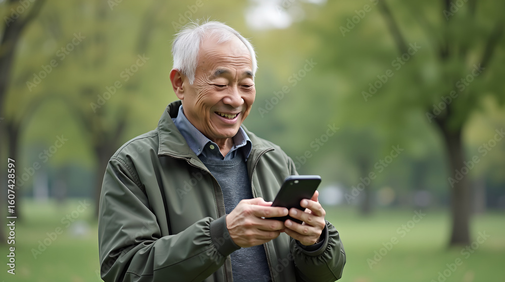Elderly Man Smiling while Using Smartphone
Elderly Man Smiling while Using Smartphone