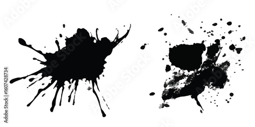 ink blots and splats. detailed ink splats Hyperrealistic Highly Detailed Isolated On Transparent Background	