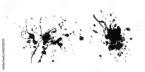 ink blots and splats. detailed ink splats Hyperrealistic Highly Detailed Isolated On Transparent Background	