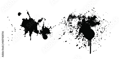 Abstract Black and White Ink Splats Creating a Grunge Effect. Transparent PNG available detailed ink splats Hyperrealistic Highly Detailed Isolated On Transparent Background	