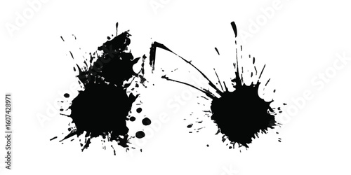 Abstract Black and White Ink Splats Creating a Grunge Effect. Transparent PNG available detailed ink splats Hyperrealistic Highly Detailed Isolated On Transparent Background	