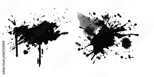 ink blots and splats. detailed ink splats Hyperrealistic Highly Detailed Isolated On Transparent Background	