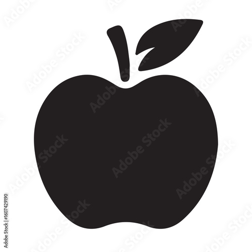 Apple fruit logo icon black plant white background