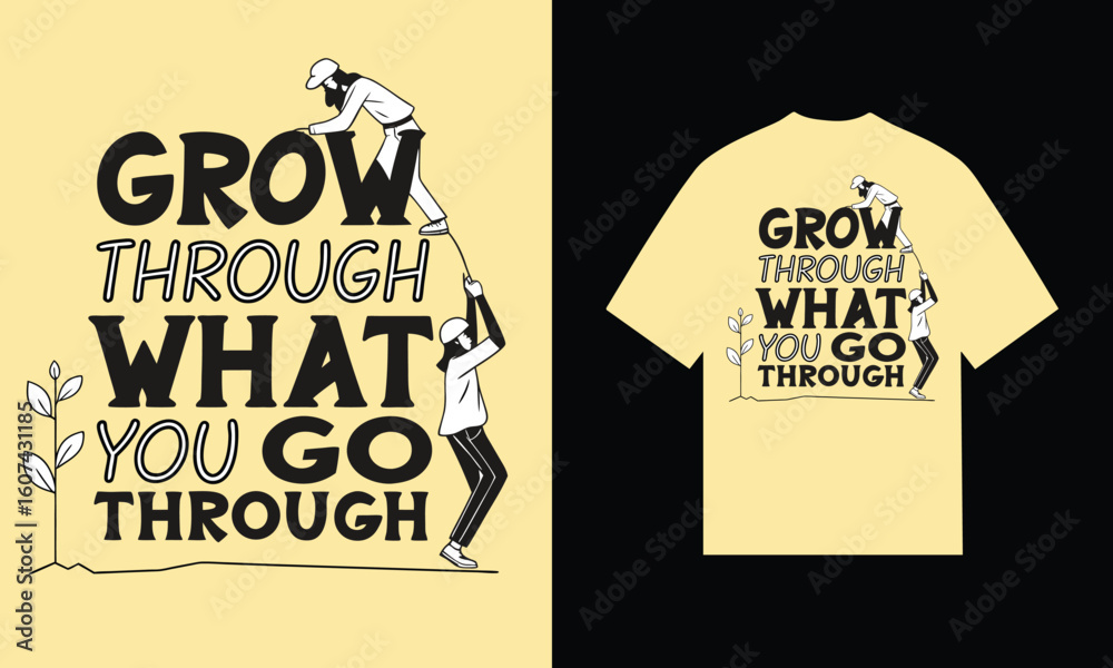 Obraz premium Two people climbing text on yellow background quote